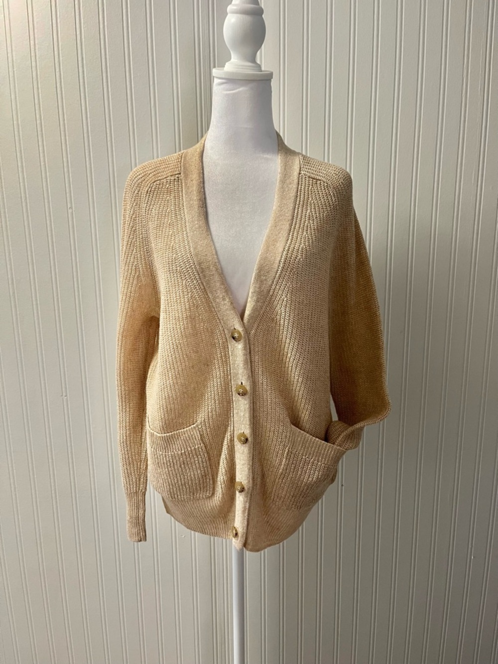J. Crew Neutral Beige Button-Front Cardigan